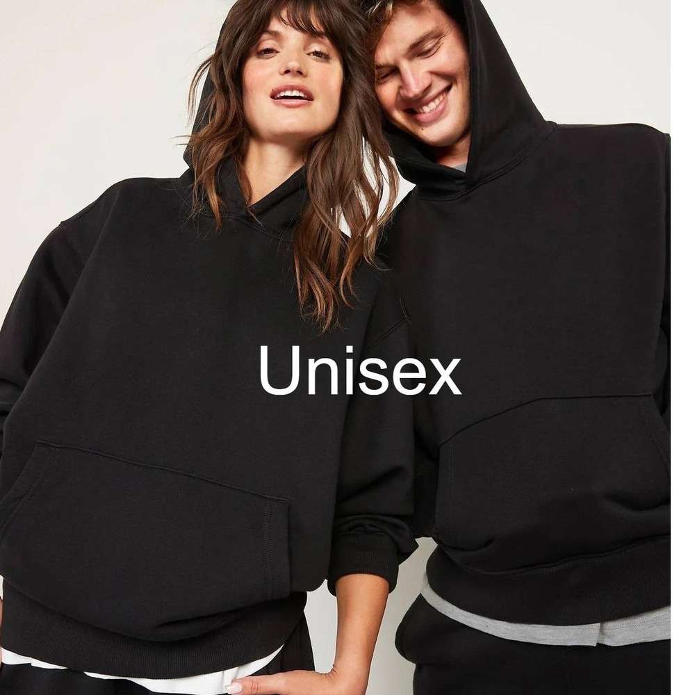 Old‎ Navy Unisex Hoodie Black Fleece Pullover Kangaroo Pocket Cotton Blend XXXL
